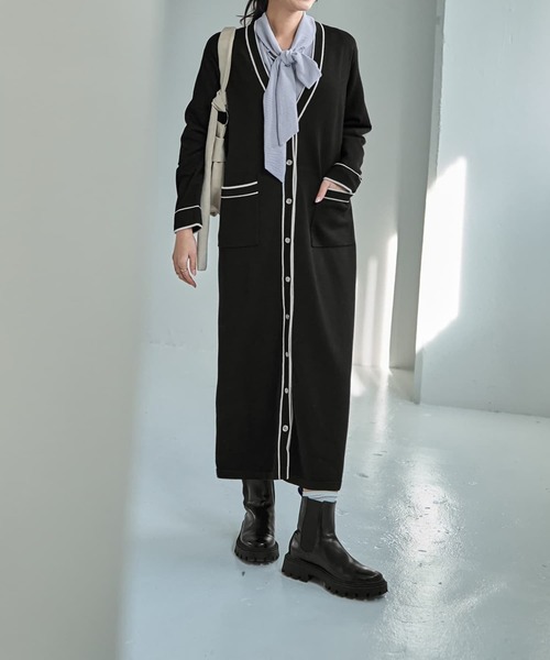 STYLE DELI(スタイルデリ)の「【LUXE】ライン配色ニットワンピース(ワンピース・レディース・ブラック/ブラウン系その他・02/01)」の9枚目の写真