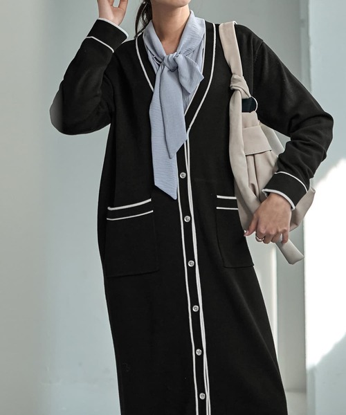 STYLE DELI(スタイルデリ)の「【LUXE】ライン配色ニットワンピース(ワンピース・レディース・ブラック/ブラウン系その他・02/01)」の10枚目の写真