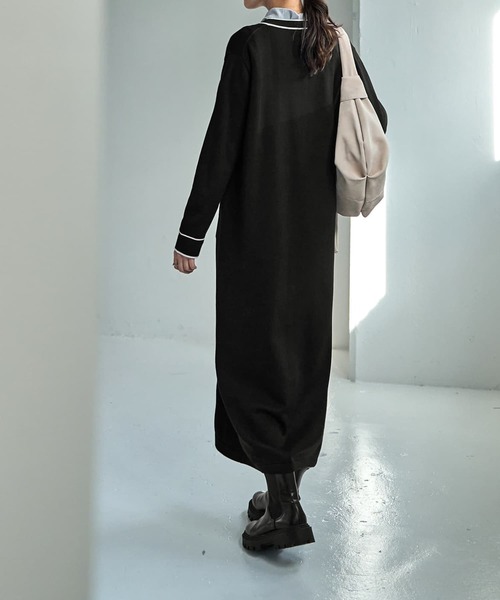 STYLE DELI(スタイルデリ)の「【LUXE】ライン配色ニットワンピース(ワンピース・レディース・ブラック/ブラウン系その他・02/01)」の4枚目の写真