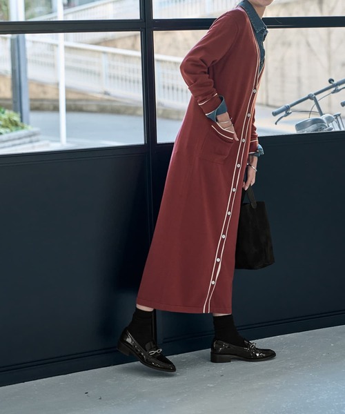 STYLE DELI(スタイルデリ)の「【LUXE】ライン配色ニットワンピース(ワンピース・レディース・ブラック/ブラウン系その他・02/01)」の7枚目の写真