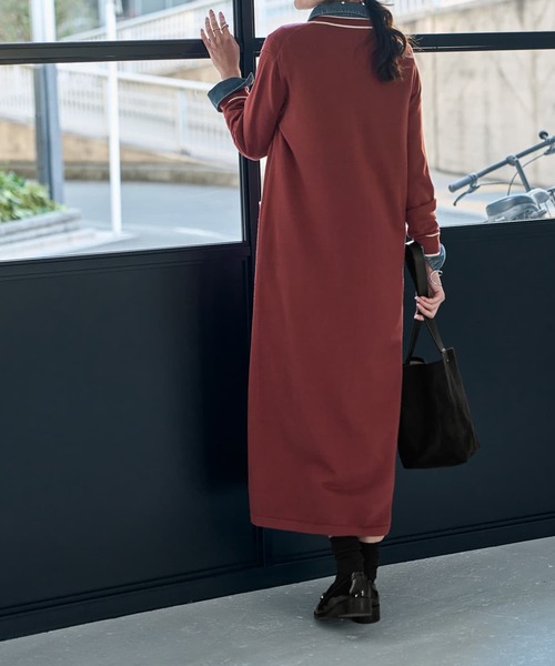 STYLE DELI(スタイルデリ)の「【LUXE】ライン配色ニットワンピース(ワンピース・レディース・ブラック/ブラウン系その他・02/01)」の8枚目の写真
