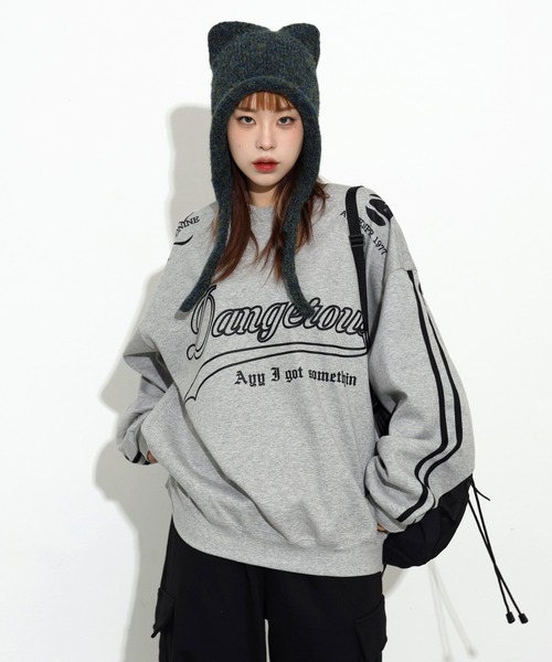 FOLLOWIN（フォロウィン）の「[UNISEX]【ストリートファッション必須アイテム】コアストリートヒップムードラインヴィンテージオーバーフィットトレーナー（パーカー・レディース・ブラック/ブラウン/グレー・FREE）」の8枚目の写真