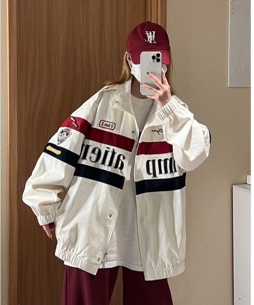 almo(アルモ)の「レーシングジャケット(BQ)(ライダースジャケット・レディース・ブラック/ホワイト・FREE)」の1枚目の写真