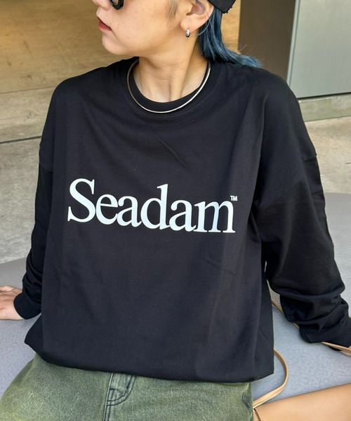 CIAOPANIC TYPY（チャオパニックティピー）の「【WEB限定】【ユニセックス】SEADAMロゴプリントビッグシルエットロンTee（Tシャツ/カットソー・メンズ・ネイビー/ホワイト/ブルー/グレー/ブラック/グレー系その他/チャコールグレー/ホワイト系その他/グリーン・SMALL/X-LARGE/LARGE/MEDIUM）」の3枚目の写真