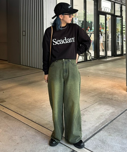 CIAOPANIC TYPY（チャオパニックティピー）の「【WEB限定】【ユニセックス】SEADAMロゴプリントビッグシルエットロンTee（Tシャツ/カットソー・メンズ・ネイビー/ホワイト/ブルー/グレー/ブラック/グレー系その他/チャコールグレー/ホワイト系その他/グリーン・SMALL/X-LARGE/LARGE/MEDIUM）」の15枚目の写真