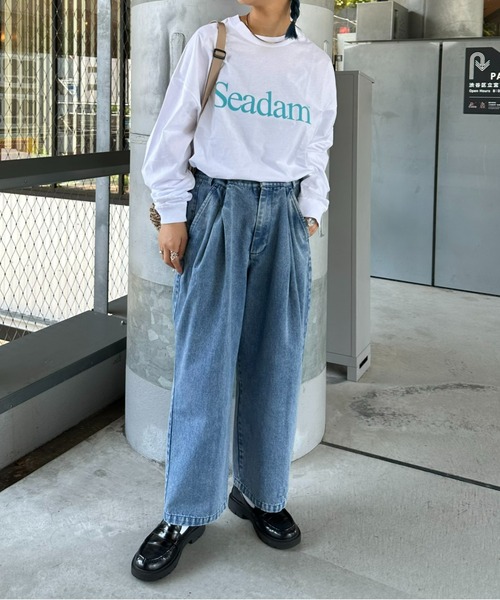 CIAOPANIC TYPY（チャオパニックティピー）の「【WEB限定】【ユニセックス】SEADAMロゴプリントビッグシルエットロンTee（Tシャツ/カットソー・メンズ・ネイビー/ホワイト/ブルー/グレー/ブラック/グレー系その他/チャコールグレー/ホワイト系その他/グリーン・SMALL/X-LARGE/LARGE/MEDIUM）」の14枚目の写真