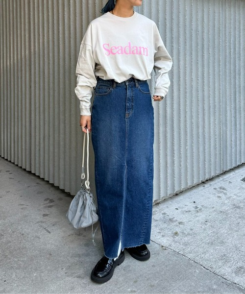 CIAOPANIC TYPY（チャオパニックティピー）の「【WEB限定】【ユニセックス】SEADAMロゴプリントビッグシルエットロンTee（Tシャツ/カットソー・メンズ・ネイビー/ホワイト/ブルー/グレー/ブラック/グレー系その他/チャコールグレー/ホワイト系その他/グリーン・SMALL/X-LARGE/LARGE/MEDIUM）」の16枚目の写真