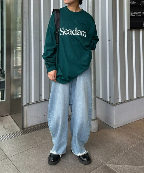 CIAOPANIC TYPY（チャオパニックティピー）の「【WEB限定】【ユニセックス】SEADAMロゴプリントビッグシルエットロンTee（Tシャツ/カットソー・メンズ・ネイビー/ホワイト/ブルー/グレー/ブラック/グレー系その他/チャコールグレー/ホワイト系その他/グリーン・SMALL/X-LARGE/LARGE/MEDIUM）」の10枚目の写真