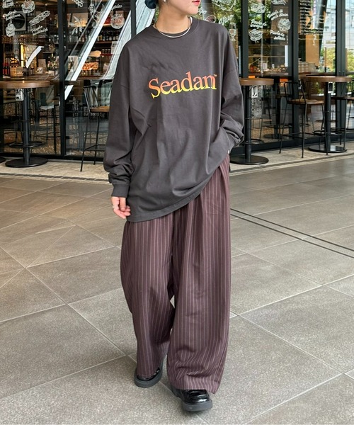 CIAOPANIC TYPY（チャオパニックティピー）の「【WEB限定】【ユニセックス】SEADAMロゴプリントビッグシルエットロンTee（Tシャツ/カットソー・メンズ・ネイビー/ホワイト/ブルー/グレー/ブラック/グレー系その他/チャコールグレー/ホワイト系その他/グリーン・SMALL/X-LARGE/LARGE/MEDIUM）」の12枚目の写真