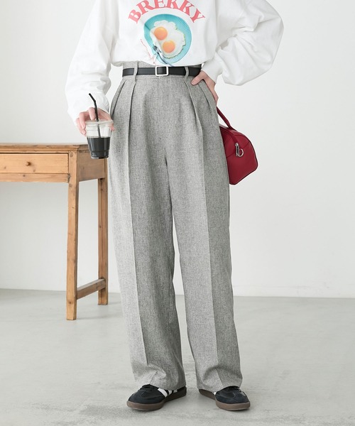 BONLECILL(ボンルシール)の「【セットアップ対応】2タックダッドスラックス(スラックス・レディース・モカ/ベージュ/チャコールグレー/グレー・L/M)」の1枚目の写真