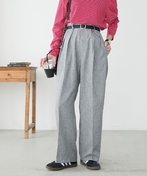 BONLECILL(ボンルシール)の「【セットアップ対応】2タックダッドスラックス(スラックス・レディース・モカ/ベージュ/チャコールグレー/グレー・L/M)」の3枚目の写真