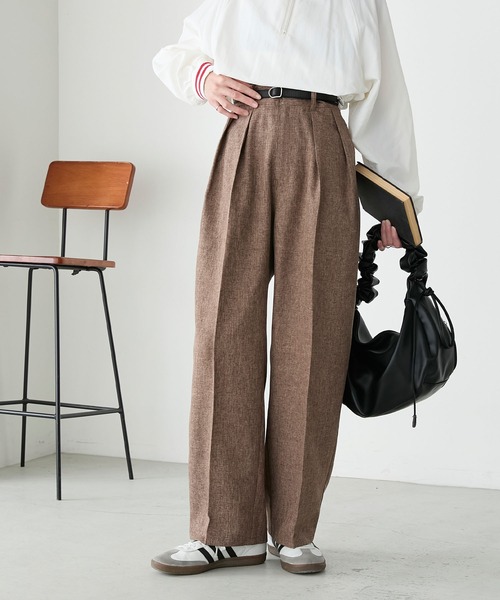 BONLECILL(ボンルシール)の「【セットアップ対応】2タックダッドスラックス(スラックス・レディース・モカ/ベージュ/チャコールグレー/グレー・L/M)」の4枚目の写真