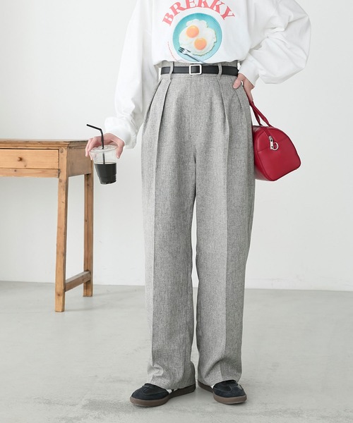 BONLECILL(ボンルシール)の「【セットアップ対応】2タックダッドスラックス(スラックス・レディース・モカ/ベージュ/チャコールグレー/グレー・L/M)」の6枚目の写真