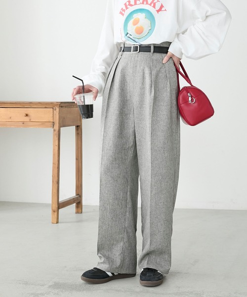 BONLECILL(ボンルシール)の「【セットアップ対応】2タックダッドスラックス(スラックス・レディース・モカ/ベージュ/チャコールグレー/グレー・L/M)」の7枚目の写真