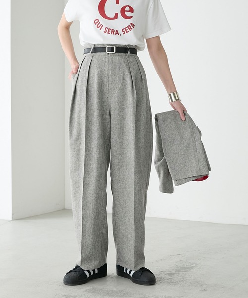 BONLECILL(ボンルシール)の「【セットアップ対応】2タックダッドスラックス(スラックス・レディース・モカ/ベージュ/チャコールグレー/グレー・L/M)」の9枚目の写真