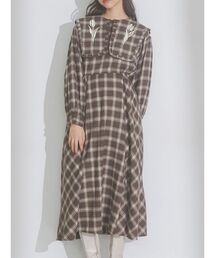 merry jenny | チューリップ刺繍checkワンピース(ワンピース)