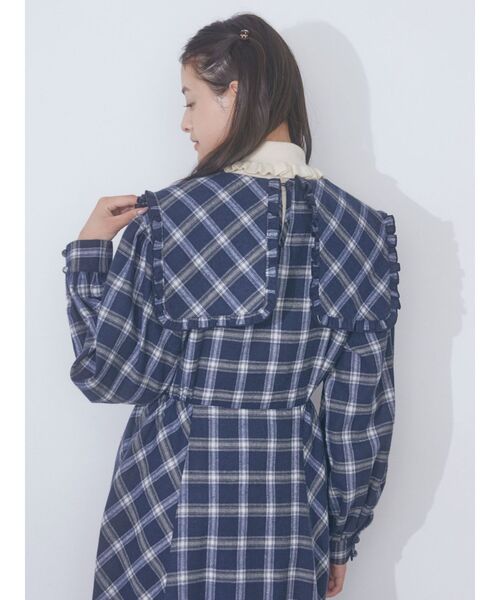 merry jenny(メリージェニー)の「チューリップ刺繍checkワンピース(ワンピース・レディース・ブルー/ブラウン・FREE)」の14枚目の写真