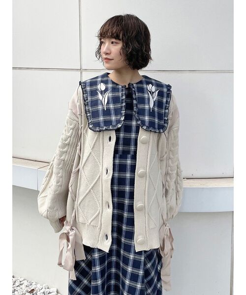 merry jenny(メリージェニー)の「チューリップ刺繍checkワンピース(ワンピース・レディース・ブルー/ブラウン・FREE)」の18枚目の写真