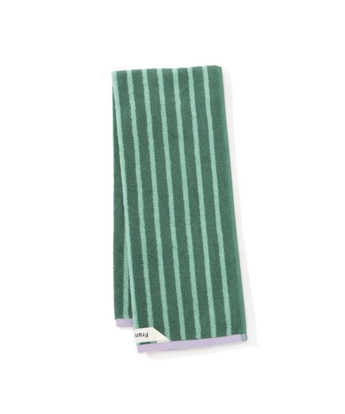 セール】抗菌防臭 ストライプ フェイスタオル グリーン（タオル