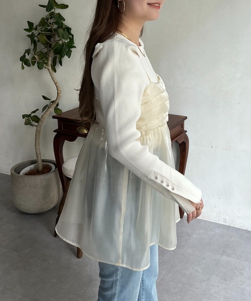 prose verse（プロズヴェール）の「オーガンジーギャザーキャミソール（キャミソール・レディース・ブラック/アイボリー・ﾌﾘ-）」の11枚目の写真