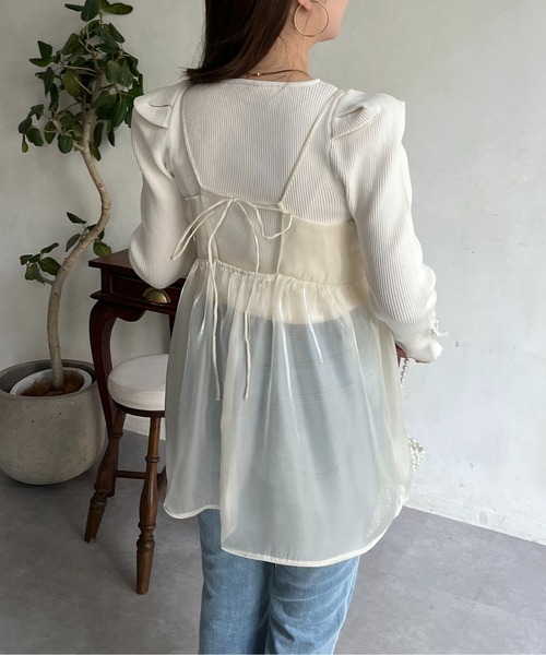 prose verse（プロズヴェール）の「オーガンジーギャザーキャミソール（キャミソール・レディース・ブラック/アイボリー・ﾌﾘ-）」の12枚目の写真