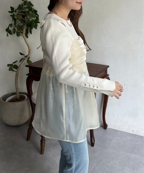 prose verse（プロズヴェール）の「オーガンジーギャザーキャミソール（キャミソール・レディース・ブラック/アイボリー・ﾌﾘ-）」の14枚目の写真