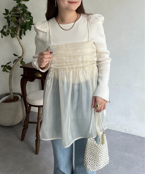 prose verse（プロズヴェール）の「オーガンジーギャザーキャミソール（キャミソール・レディース・ブラック/アイボリー・ﾌﾘ-）」の16枚目の写真