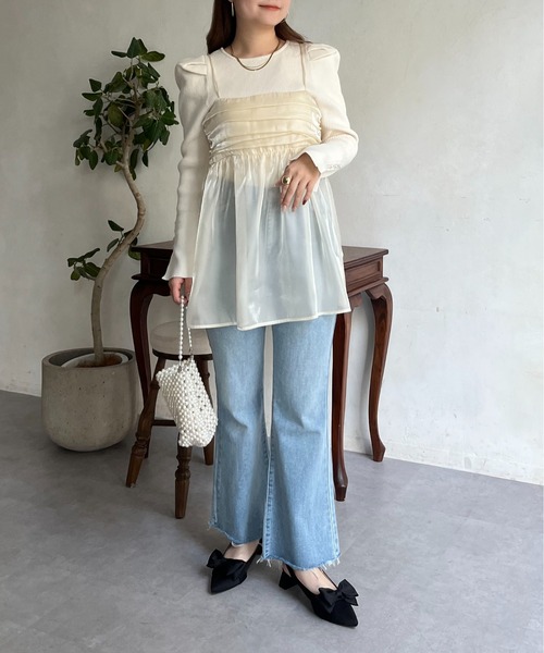 prose verse（プロズヴェール）の「オーガンジーギャザーキャミソール（キャミソール・レディース・ブラック/アイボリー・ﾌﾘ-）」の17枚目の写真