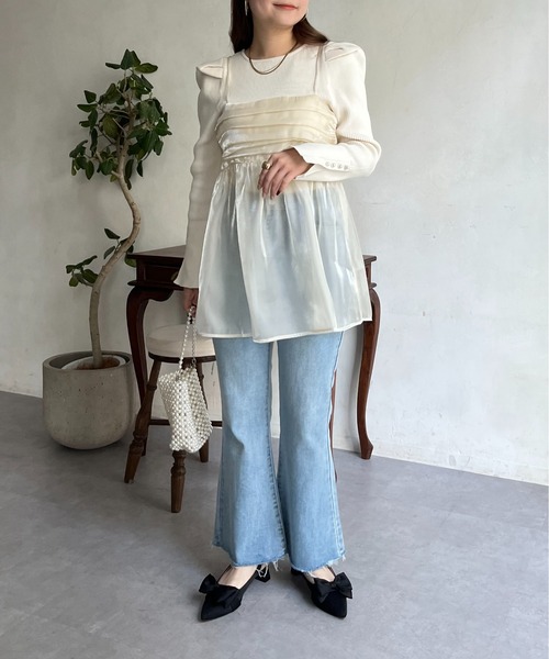 prose verse（プロズヴェール）の「オーガンジーギャザーキャミソール（キャミソール・レディース・ブラック/アイボリー・ﾌﾘ-）」の21枚目の写真