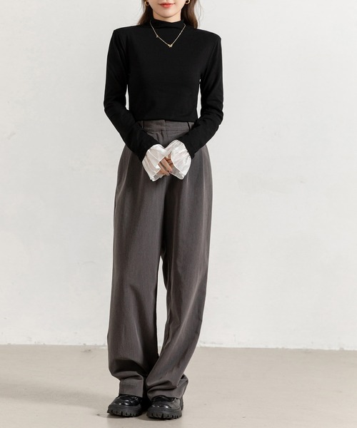DAY CLOSET(デイ クローゼット)の「レディース きれいめボトルネックシアーフリルカットソー(Tシャツ/カットソー・レディース・ブラック・FREE)」の3枚目の写真