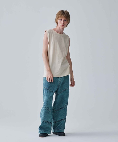 Iroquois（イロコイ）の「IROQUOIS イロコイ / 60/2 MERCERIZING JERSEY N/S ハイゲージノースリーブトップス / 176104（タンクトップ・メンズ・ブラック/ホワイト系その他/ベージュ・1/2/3）」の11枚目の写真