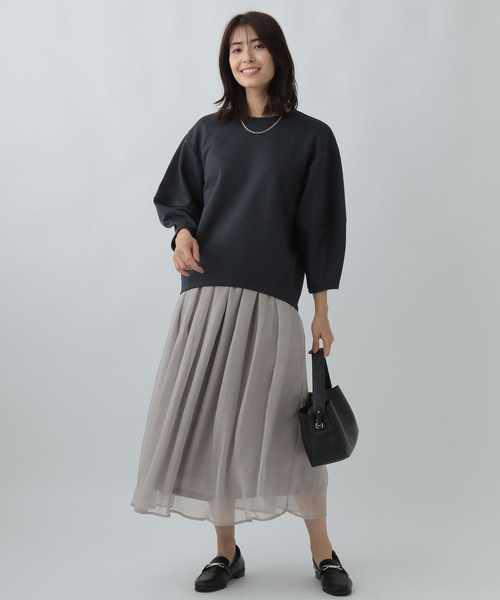 Elura（エルーラ）の「ボイルフレアスカート／102804（スカート・レディース・オフホワイト/ライトグレー・FREE）」の5枚目の写真