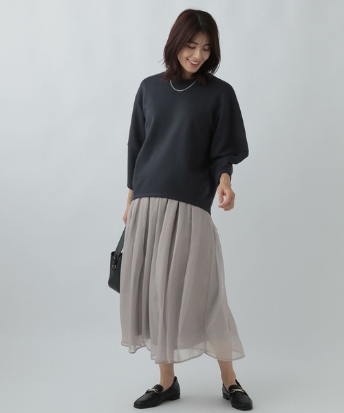 Elura（エルーラ）の「ボイルフレアスカート／102804（スカート・レディース・オフホワイト/ライトグレー・FREE）」の6枚目の写真