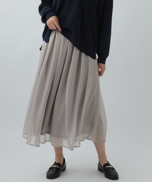 Elura（エルーラ）の「ボイルフレアスカート／102804（スカート・レディース・オフホワイト/ライトグレー・FREE）」の7枚目の写真