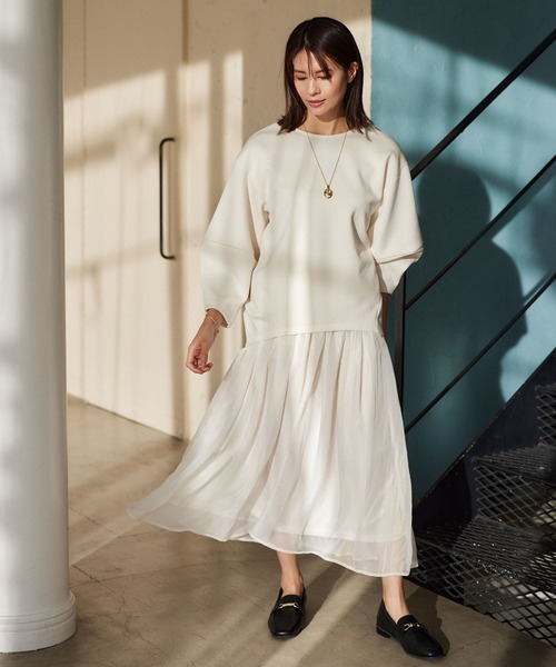 Elura（エルーラ）の「ボイルフレアスカート／102804（スカート・レディース・オフホワイト/ライトグレー・FREE）」の8枚目の写真