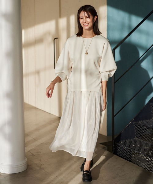 Elura（エルーラ）の「ボイルフレアスカート／102804（スカート・レディース・オフホワイト/ライトグレー・FREE）」の10枚目の写真