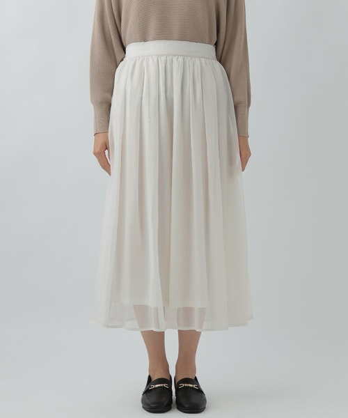Elura（エルーラ）の「ボイルフレアスカート／102804（スカート・レディース・オフホワイト/ライトグレー・FREE）」の18枚目の写真