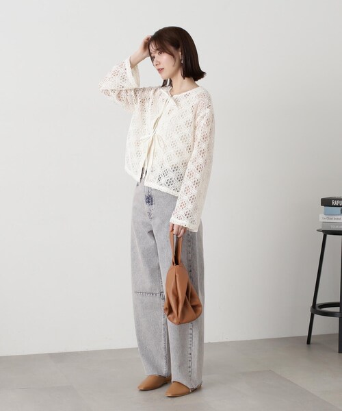 N.（N. Natural Beauty Basic）（エヌエヌナチュラルビューティーベーシック）の「◆コットンコードレースフロントリボンブラウス（シャツ/ブラウス・レディース・オフホワイト/ブラック・MEDIUM）」の9枚目の写真