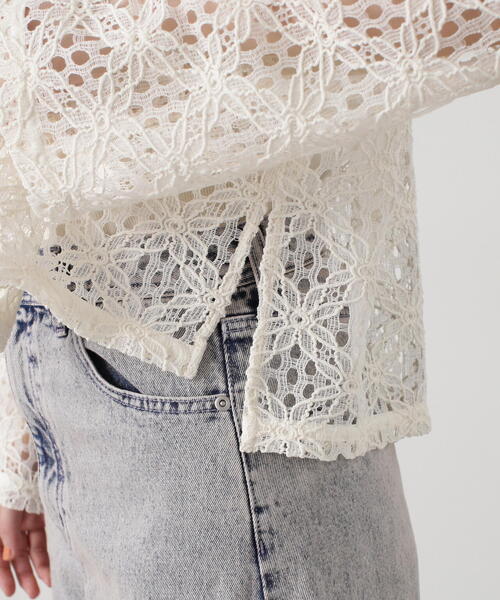 N.（N. Natural Beauty Basic）（エヌエヌナチュラルビューティーベーシック）の「◆コットンコードレースフロントリボンブラウス（シャツ/ブラウス・レディース・オフホワイト/ブラック・MEDIUM）」の20枚目の写真