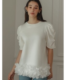 Re:EDIT | [2024SS PRE ORDER][MEISM by Re:EDIT]フラワーモチーフパワショルチュニックトップス(Tシャツ/カットソー)