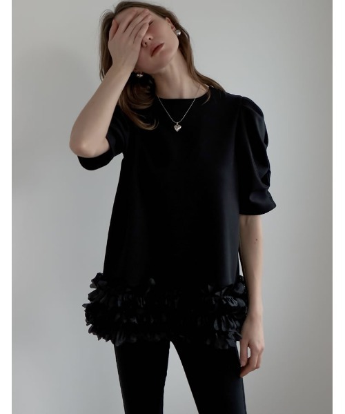 tシャツ 「2024SS COLLECTION」「MEISM by Re:EDIT」フラワーモチーフパワショルチュニックトップス レディース Re:EDIT tシャツ 「2024SS COLLECTION」「MEISM by Re:EDIT