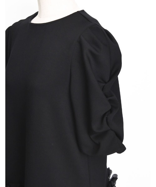 Re:EDIT（リエディ）の「[2024SS COLLECTION][MEISM by Re:EDIT]フラワーモチーフパワショルチュニックトップス（Tシャツ/カットソー・レディース・ブラック/ホワイト・MEDIUM/LARGE）」の19枚目の写真