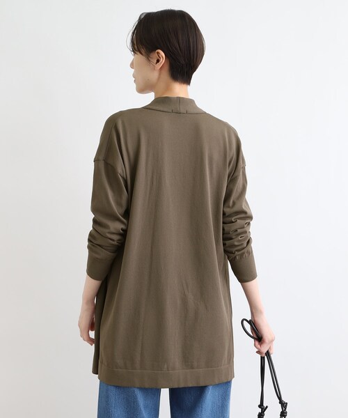 新品　INDIVIグリーン 長袖カーディガン　クールネック　サイズ38 M INDIVI｜【通年活躍!/アンサンブル可能】クルーネックカーディガン