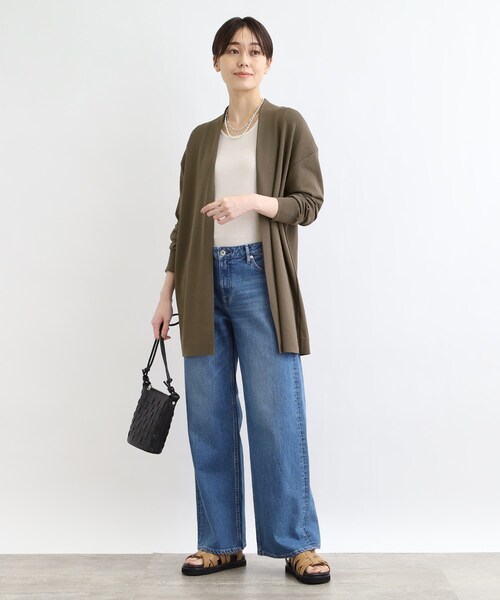 新品未使用 INDIVI 洗える シンプル着流しロングニットカーディガン INDIVI カーディガン 「洗える」シンプル着流しロングニット