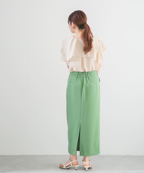 URBAN RESEARCH ROSSO WOMEN（アーバンリサーチ　ロッソ）の「ピンタックペンシルスカート（スカート・レディース・ブラック/グリーン・FREE）」の4枚目の写真