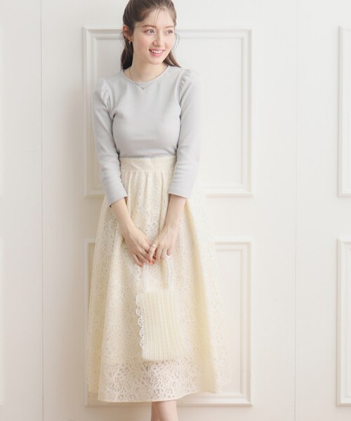 couture brooch(クチュールブローチ)の「◆レースドッキングワンピース(ワンピース・レディース・オフホワイト/ライトグレー/ブラック・36/38/42)」の12枚目の写真