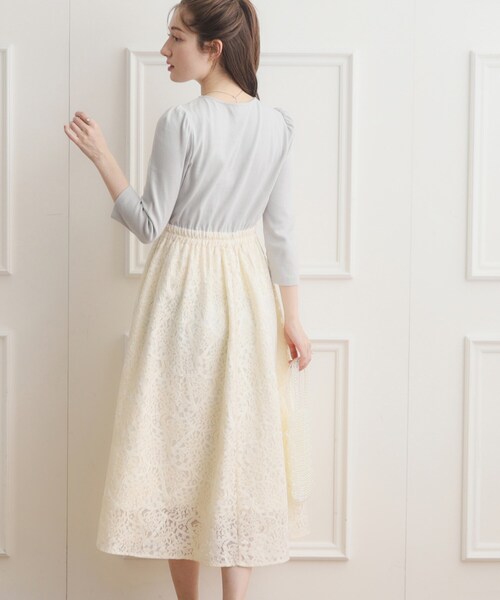 couture brooch(クチュールブローチ)の「◆レースドッキングワンピース(ワンピース・レディース・オフホワイト/ライトグレー/ブラック・36/38/42)」の14枚目の写真