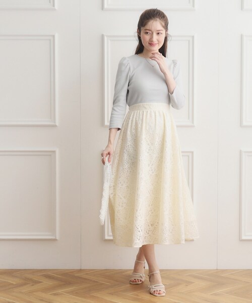 couture brooch(クチュールブローチ)の「◆レースドッキングワンピース(ワンピース・レディース・オフホワイト/ライトグレー/ブラック・36/38/42)」の15枚目の写真