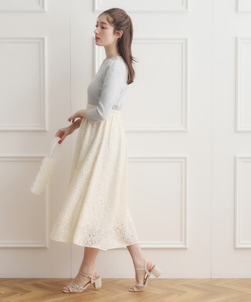 couture brooch(クチュールブローチ)の「◆レースドッキングワンピース(ワンピース・レディース・オフホワイト/ライトグレー/ブラック・36/38/42)」の16枚目の写真