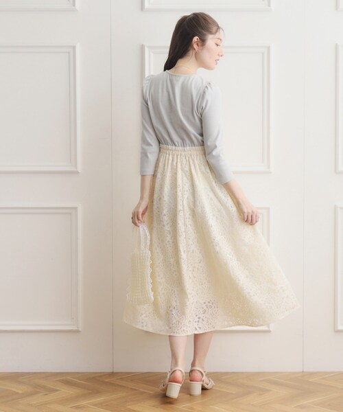 couture brooch(クチュールブローチ)の「◆レースドッキングワンピース(ワンピース・レディース・オフホワイト/ライトグレー/ブラック・36/38/42)」の17枚目の写真